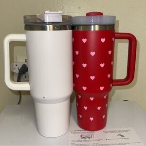 Red and White Heart Pattern Tumblers